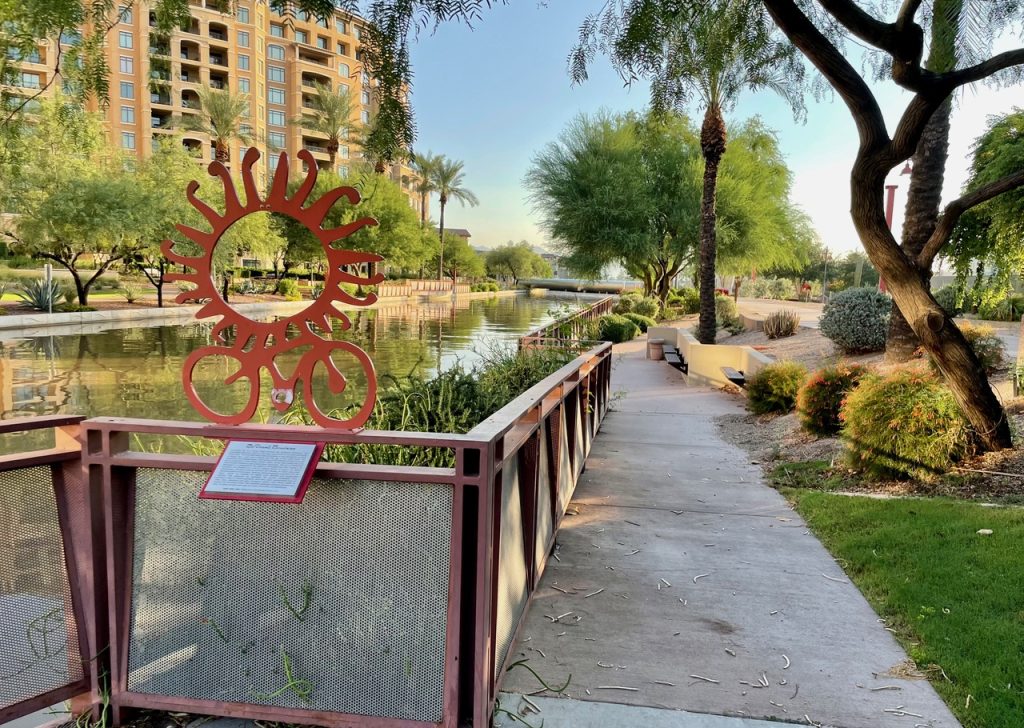 Scottsdale Waterfront canal path with perfect rail for walk during Spring Vacation