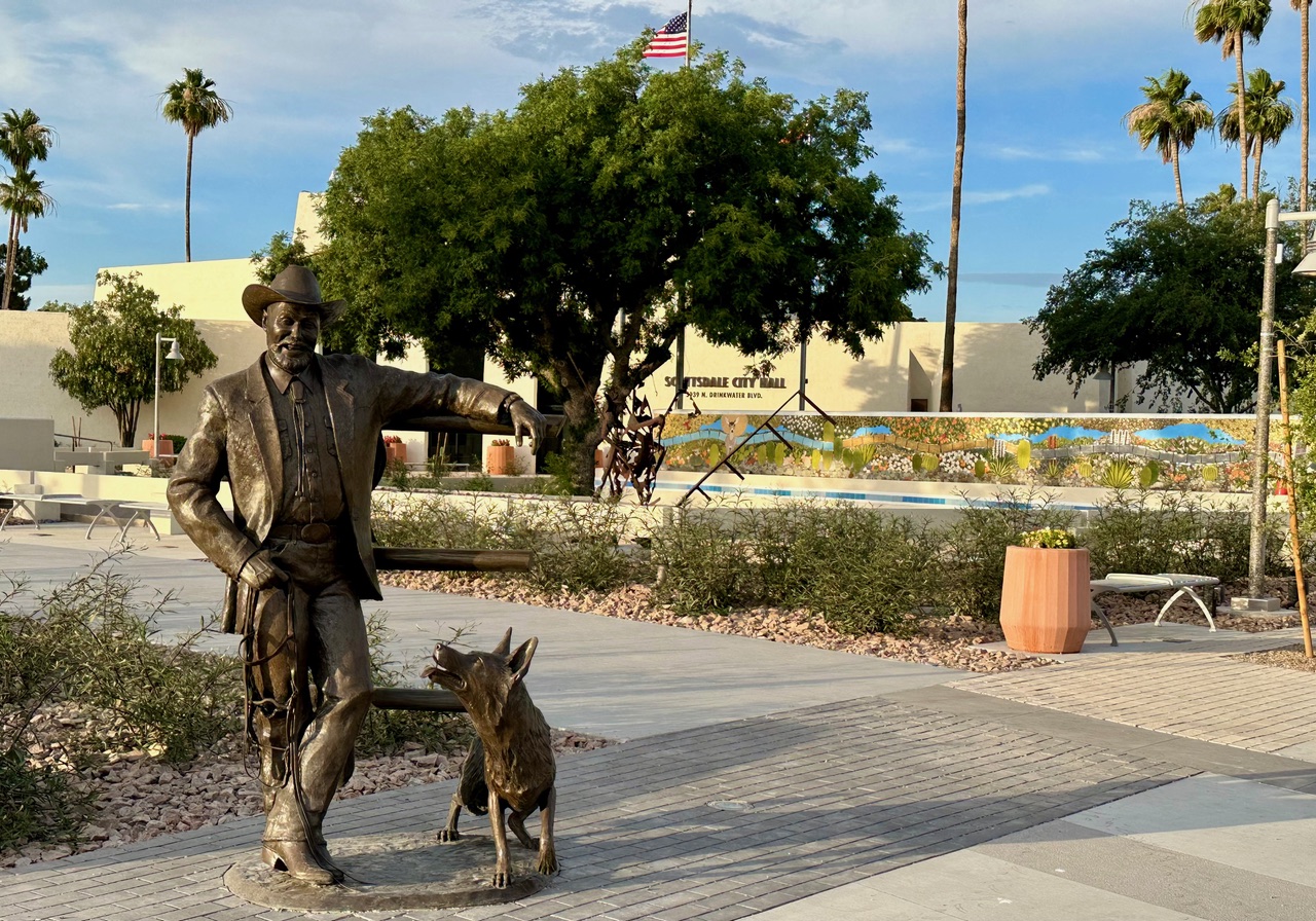 The statue of former mayor of Scottsdale in the main civic park should be one stop during a spring vacation in Scottsdale.