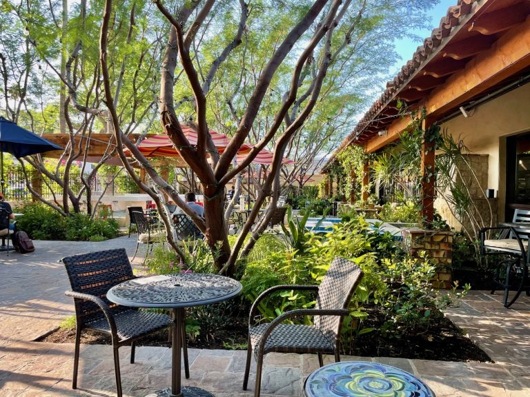 One of the best outdoor dining spots in Scottsdale, the patio of Schmooze