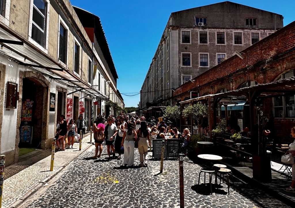 Shops and restaurants at LX Factory in Lisbon