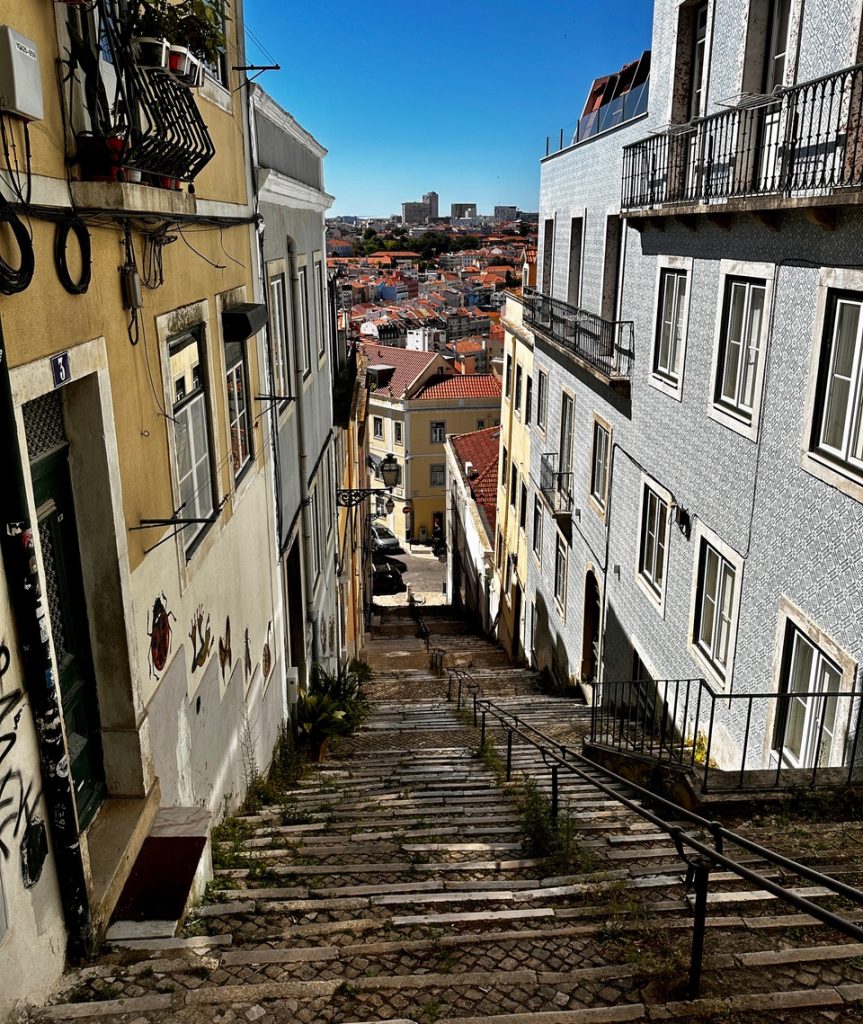 Stairway leading to Miradouro da Senhora de Monte in Lisbon