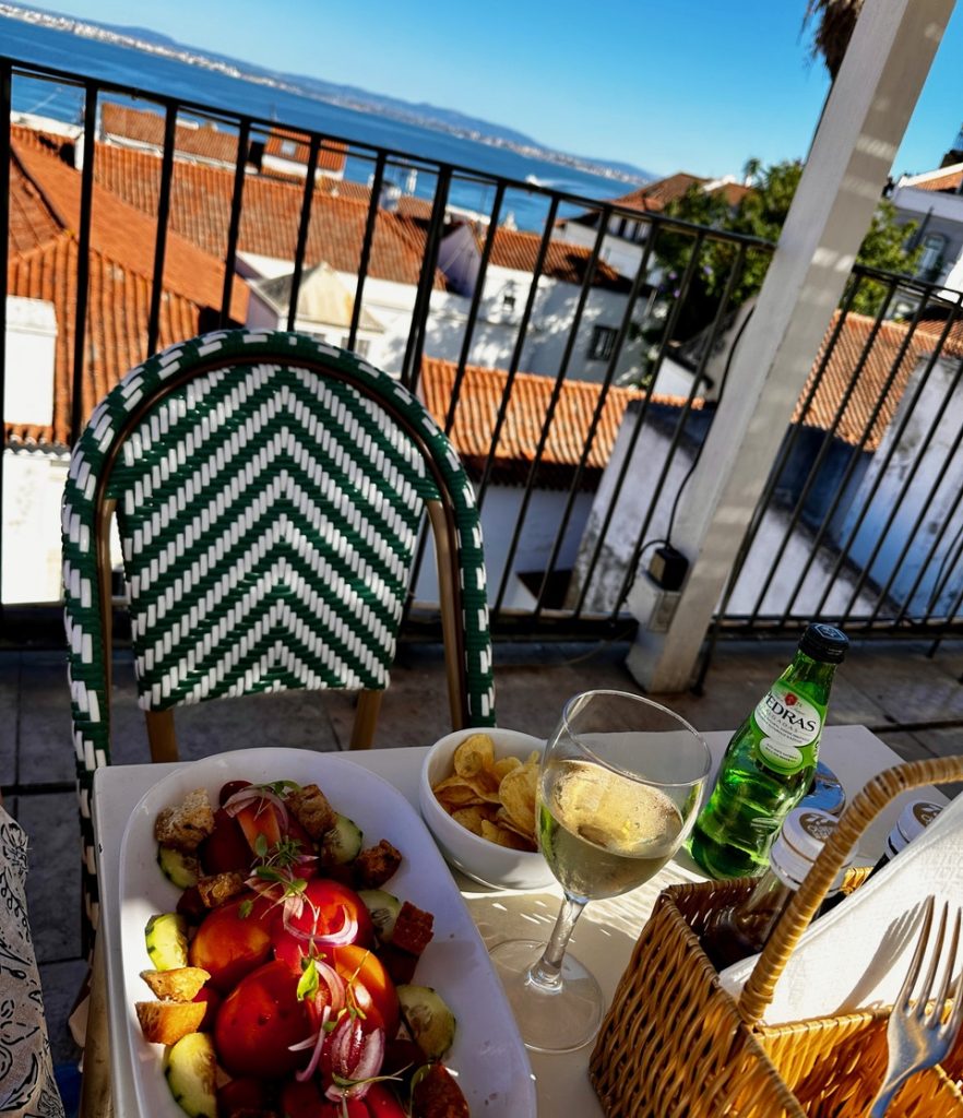 Lunch with a view and a glass of vino verde.